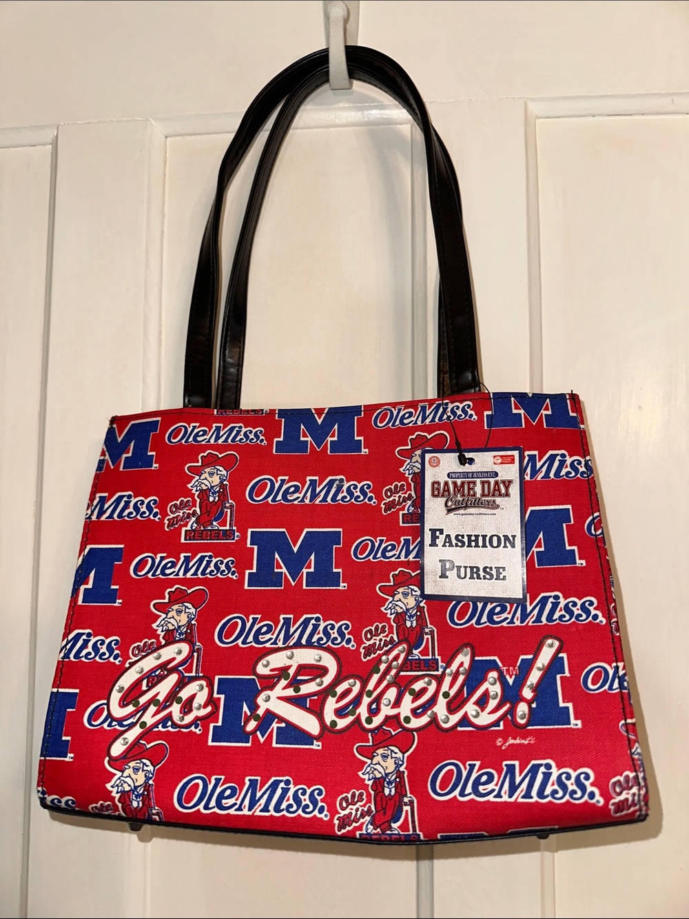 NWT Ole Miss Red, White & Blue “Go Rebels” Fashion Purse featuring Colonel Reb